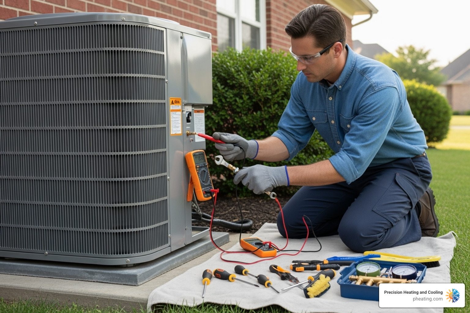 a certified technician carefully checking connections on a new HVAC unit - HVAC installation San Jose