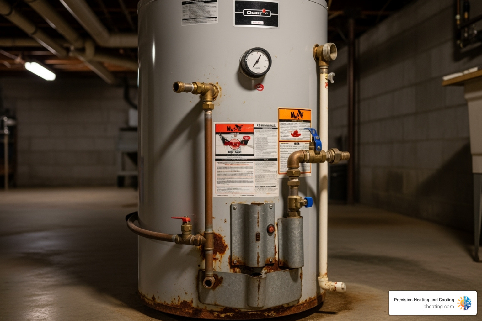 of an old, slightly rusted water heater tank - professional water heater repair