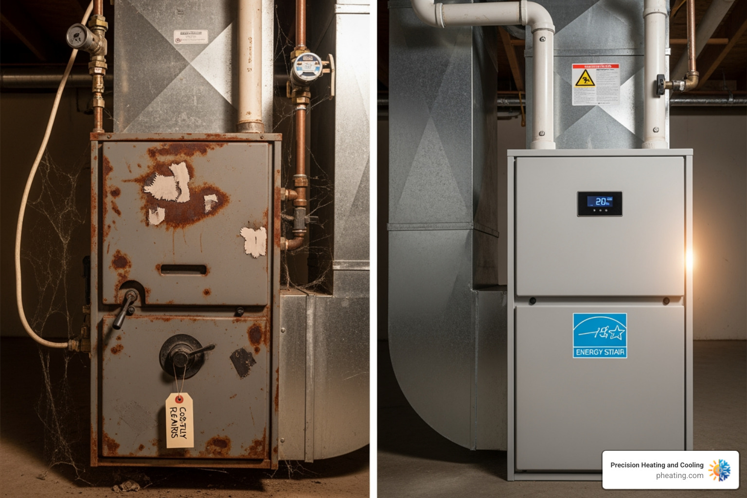 table comparing furnace repair vs. replacement factors - My furnace is not turning on. Who can I call for emergency heating repair in the Bay Area?"