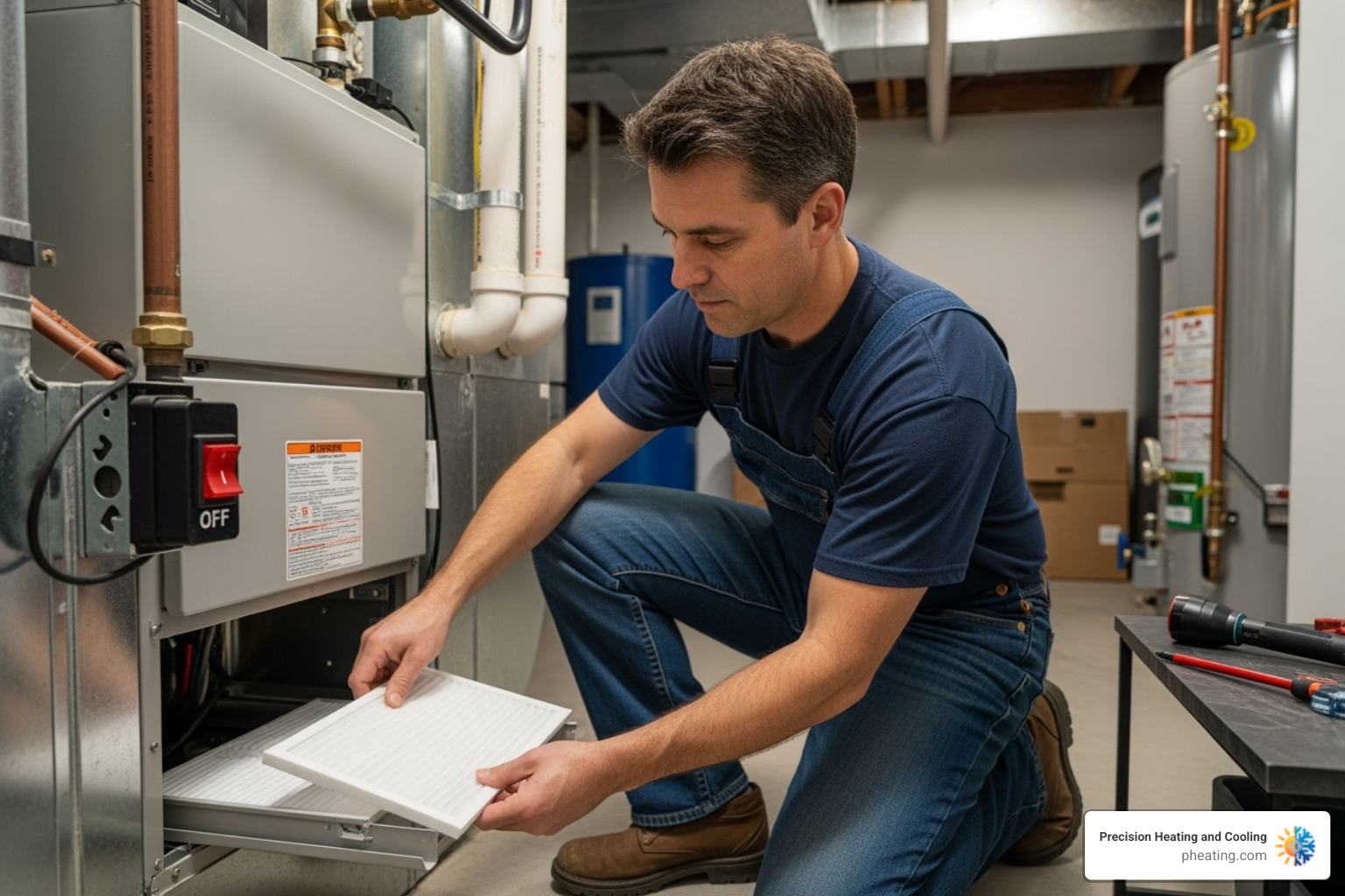 homeowner safely checking their air filter - ac repair san jose ca