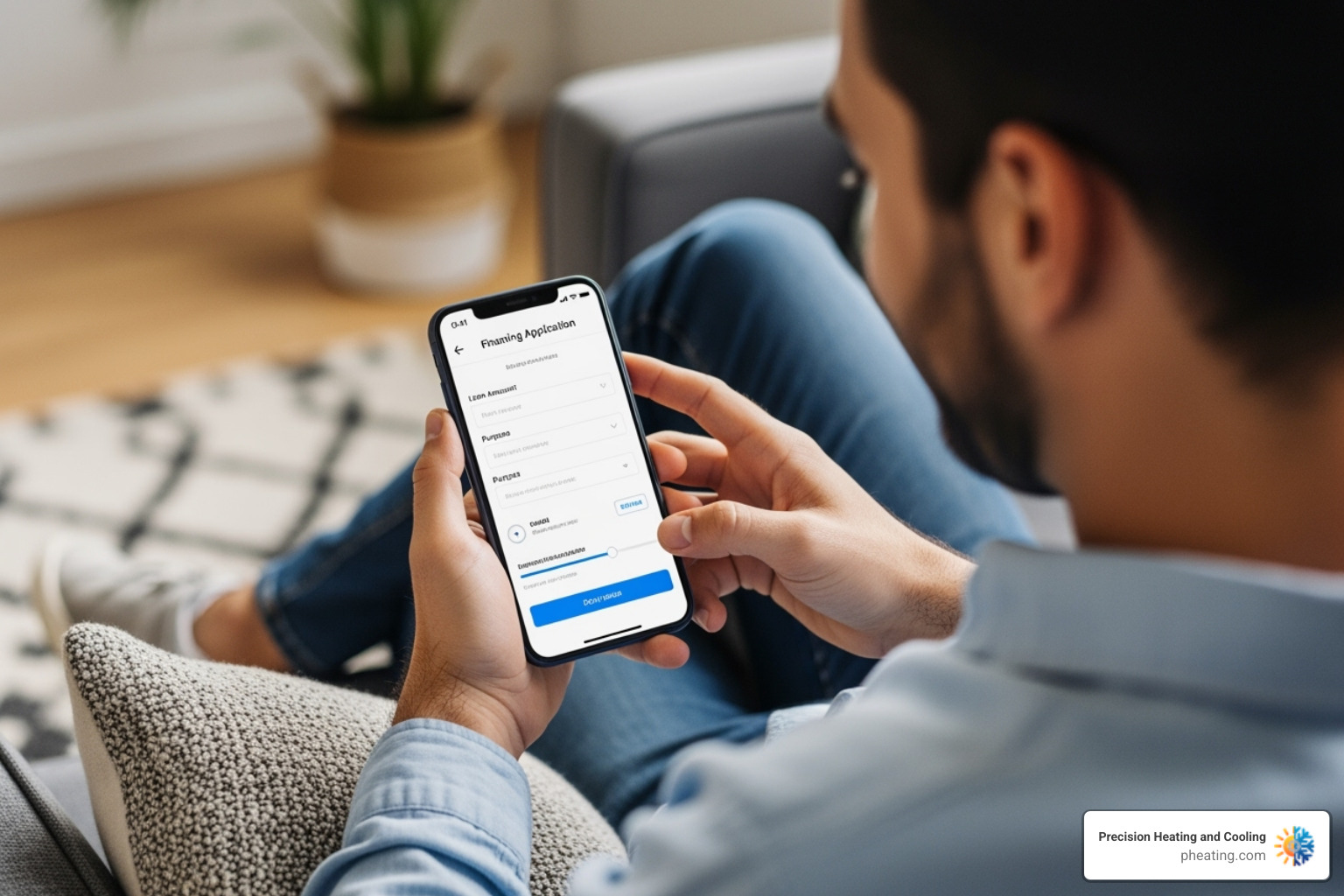 person easily applying for financing on a smartphone - Flexible payment options person easily applying for financing on a smartphone - Flexible payment options