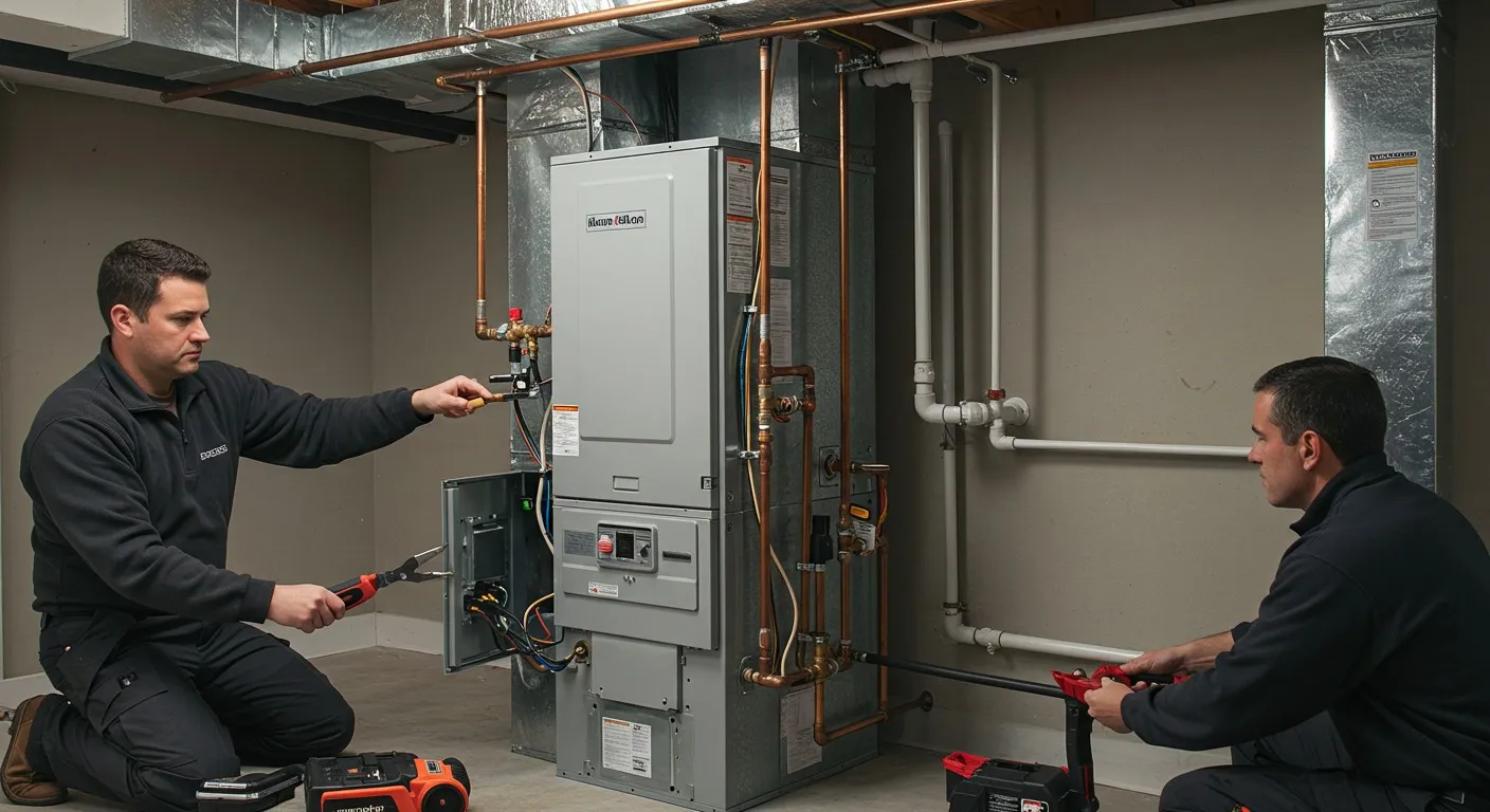 Expertos ajustando la configuración del termostato para un rendimiento óptimo de calefacción