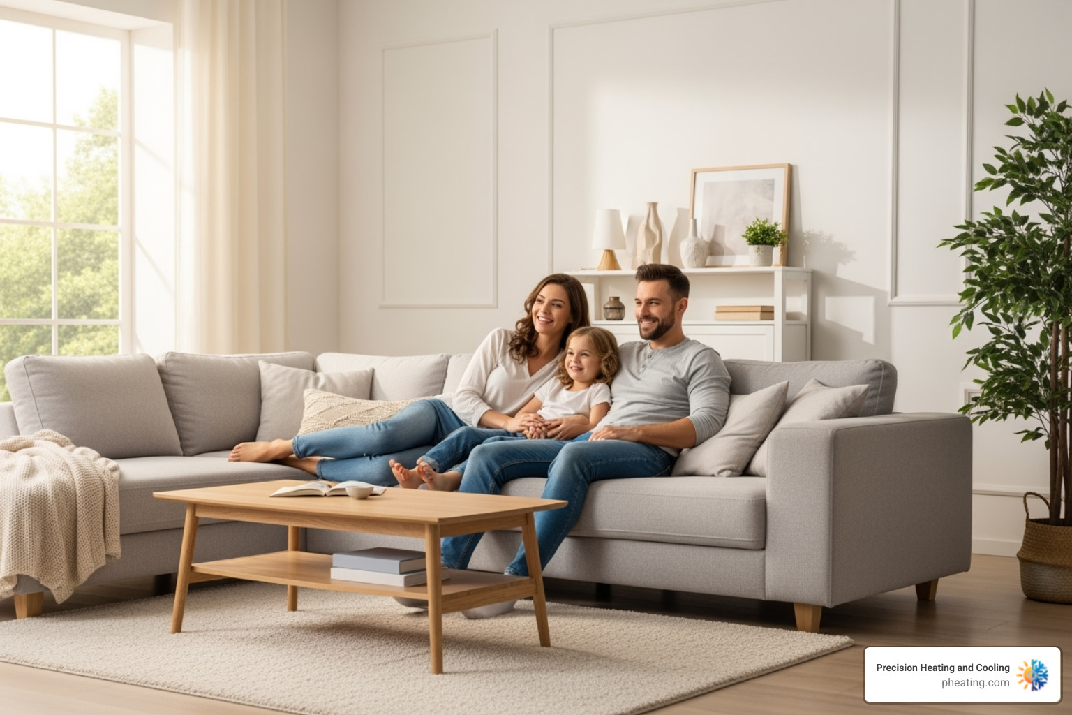 family breathing easily in a fresh-looking home - Bay Area duct cleaning