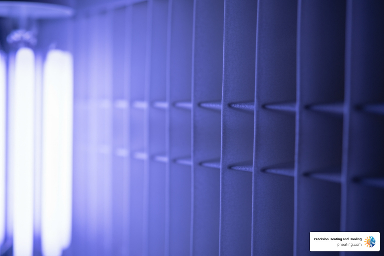 A close-up of a clean air filter next to a UV light bulb, with a soft glow emanating from the bulb, symbolizing clean and purified air. - UV light HVAC A close-up of a clean air filter next to a UV light bulb, with a soft glow emanating from the bulb, symbolizing clean and purified air. - UV light HVAC