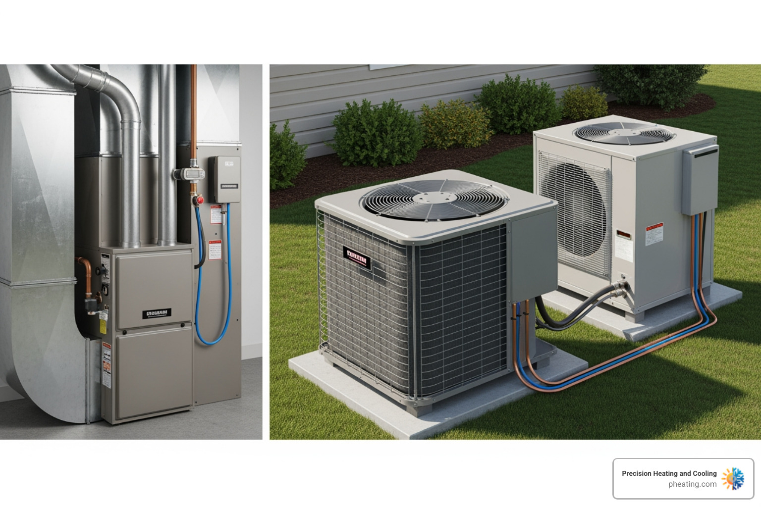 different types of HVAC units including a furnace an AC unit and a heat pump - san jose heating and cooling different types of HVAC units including a furnace an AC unit and a heat pump - san jose heating and cooling