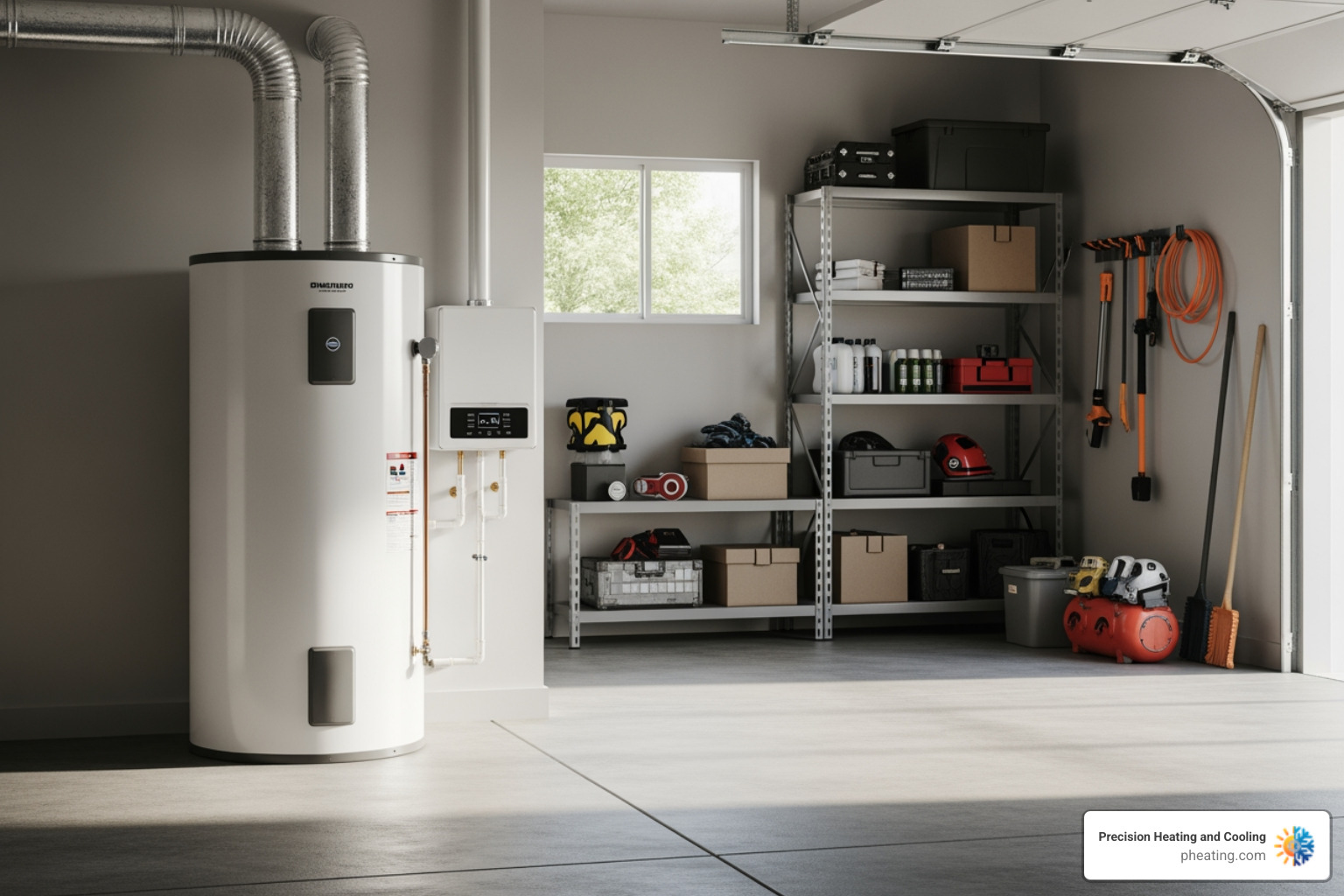 ideal installation locations for a heat pump water heater, such as a spacious, well-ventilated garage or a clean, unfinished basement - heat pump water heater how it works ideal installation locations for a heat pump water heater, such as a spacious, well-ventilated garage or a clean, unfinished basement - heat pump water heater how it works