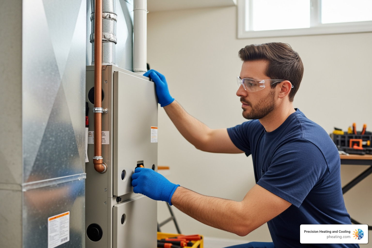 technician professionally installing a new furnace - furnace replacement san jose technician professionally installing a new furnace - furnace replacement san jose