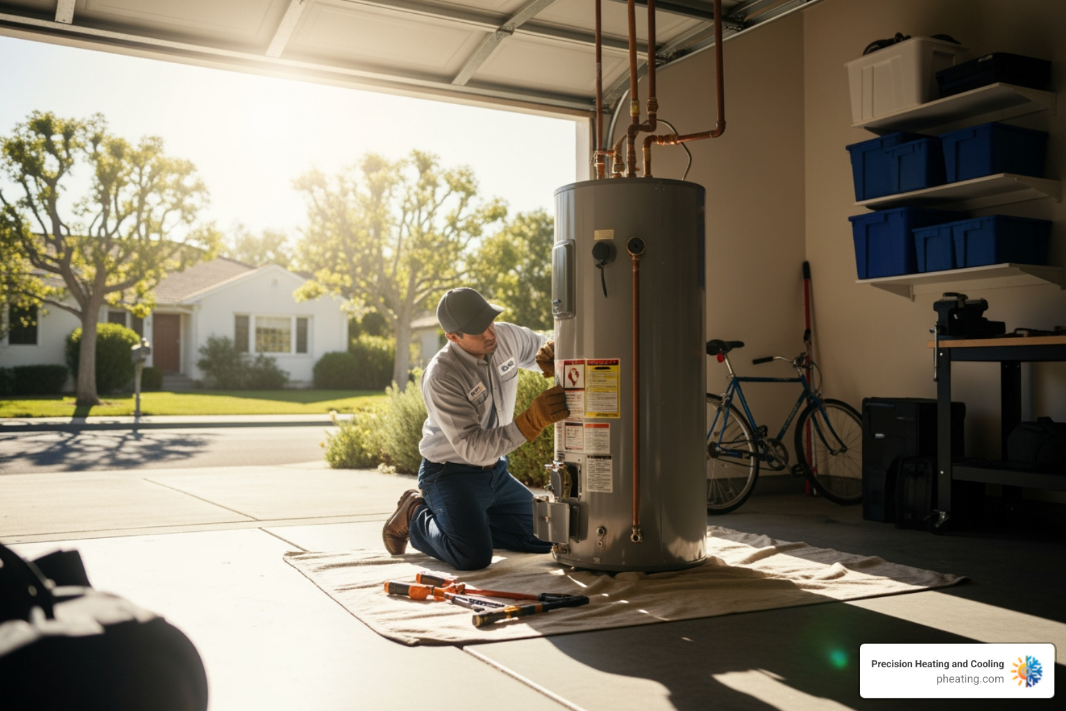 Infographic showing the top 5 signs your water heater is failing: 1. No hot water or inconsistent temperature, 2. Strange rumbling or popping noises, 3. Visible leaks or moisture around the tank, 4. Rusty or discolored water from faucets, 5. Foul odors like rotten eggs in hot water - water heater repair in sunnyvale ca