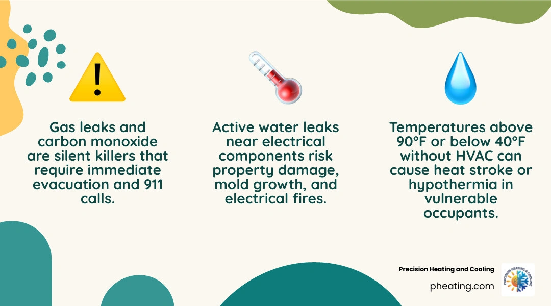 infographic comparing routine HVAC issues vs true emergencies with temperature thresholds and safety hazards infographic infographic comparing routine HVAC issues vs true emergencies with temperature thresholds and safety hazards infographic