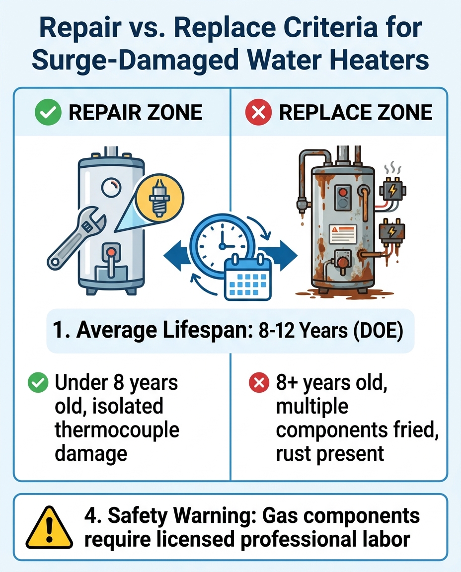 Repair vs. Replace Criteria for Surge-Damaged Water Heaters