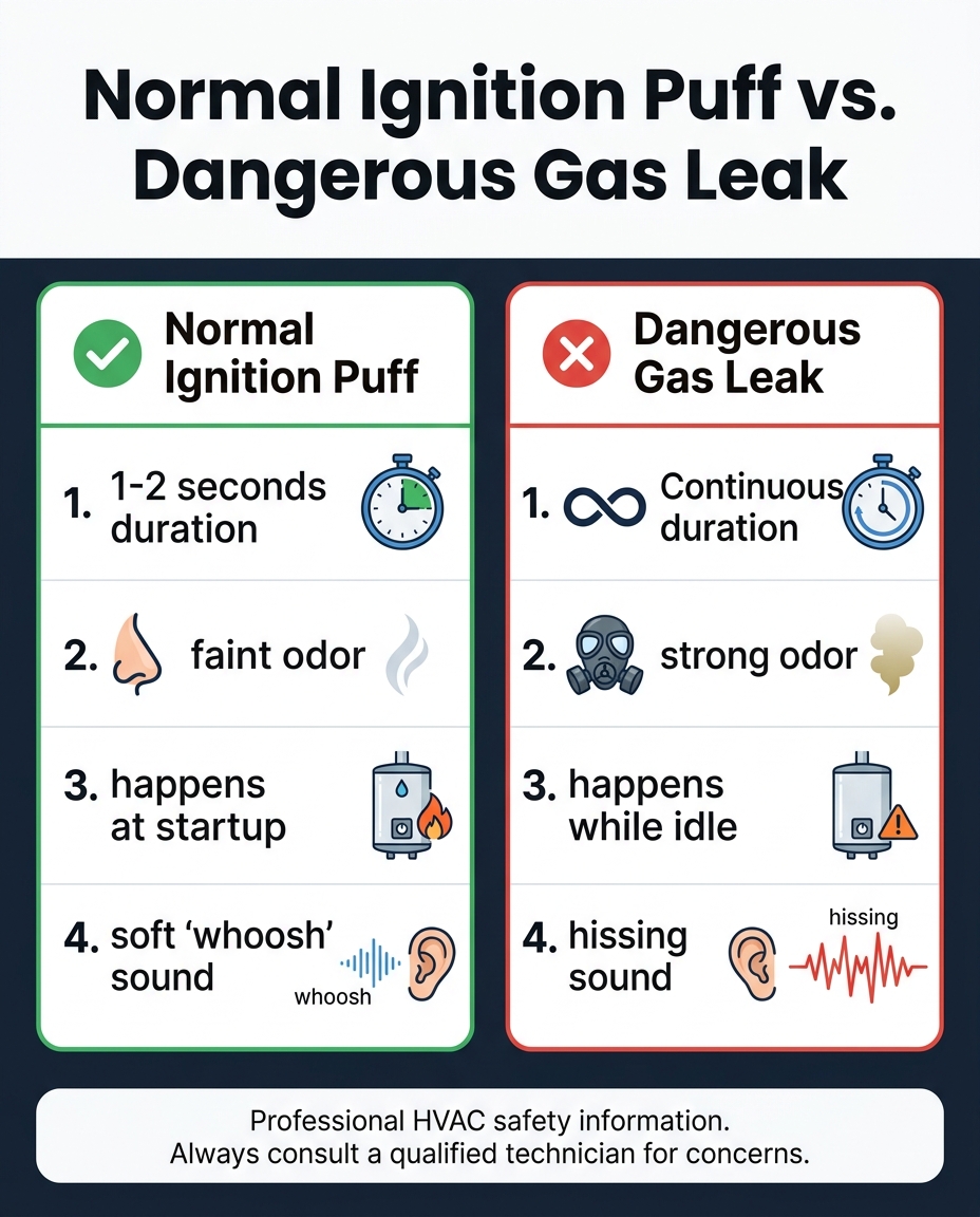 Normal Ignition Puff vs. Dangerous Gas Leak