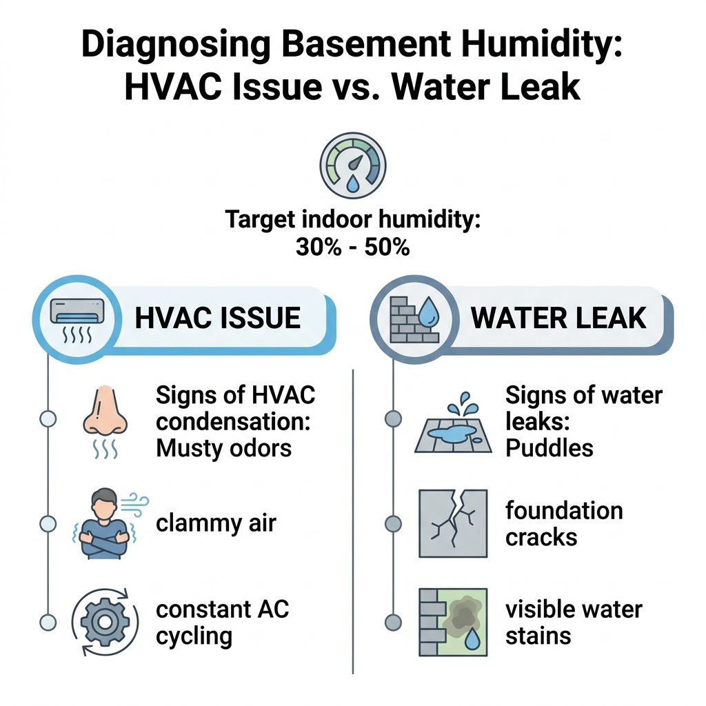 Diagnosing Basement Humidity: HVAC Issue vs. Water Leak