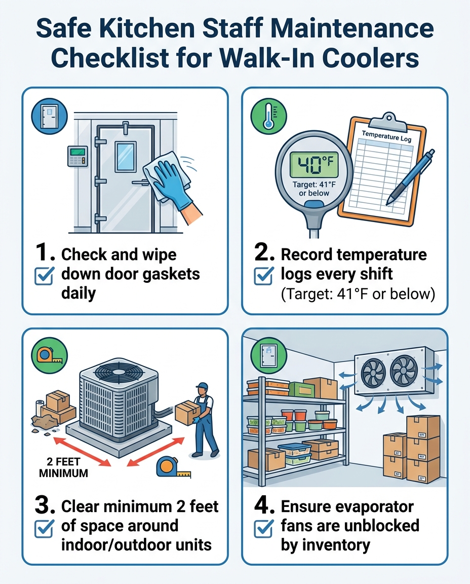 Safe Kitchen Staff Maintenance Checklist for Walk-In Coolers