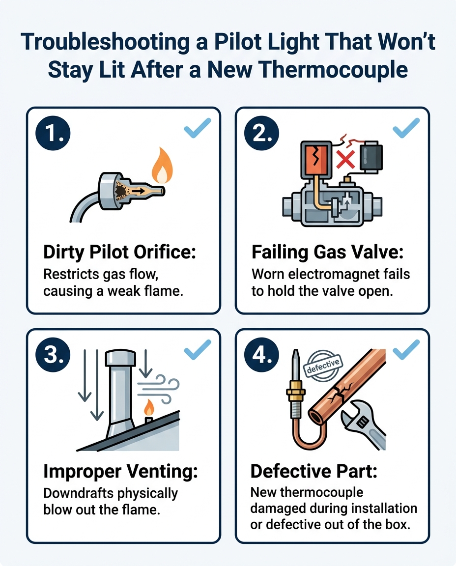 Troubleshooting a Pilot Light That Won't Stay Lit After a New Thermocouple