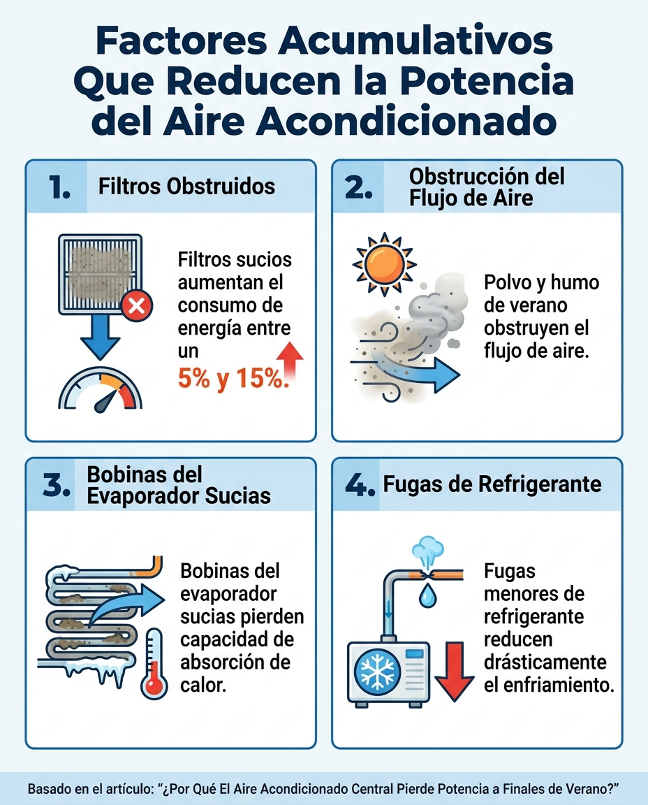 Factores Acumulativos Que Reducen la Potencia del Aire Acondicionado
