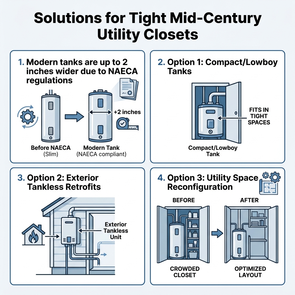 Solutions for Tight Mid-Century Utility Closets