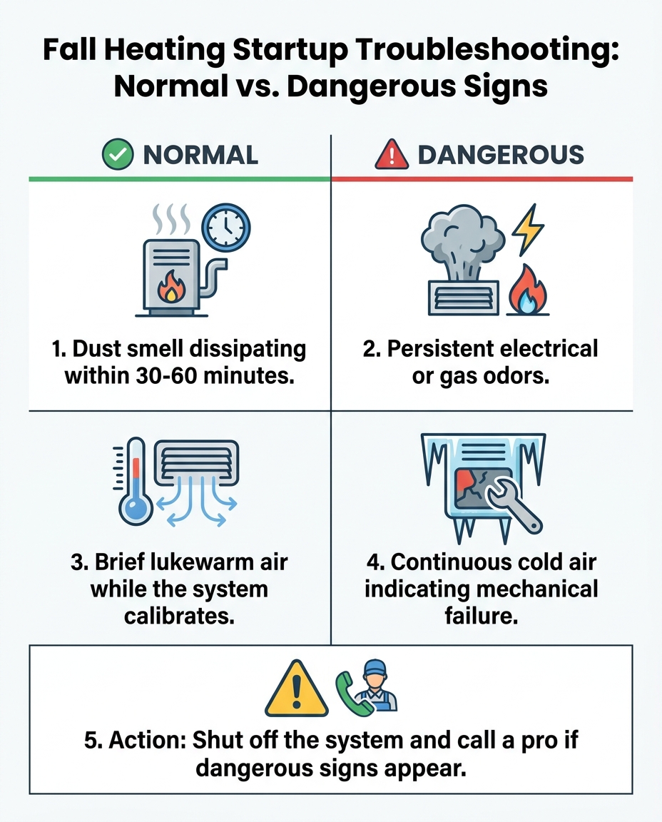 Fall Heating Startup Troubleshooting: Normal vs. Dangerous Signs