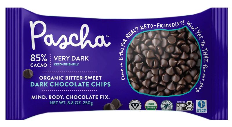 Pascha 85% Cacao Very Dark Chocolate Baking Chips, Organic 8.8 oz. by Pascha | BariatricPal Store