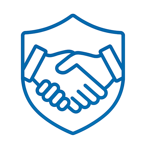 two hands shaking in shield to show trust