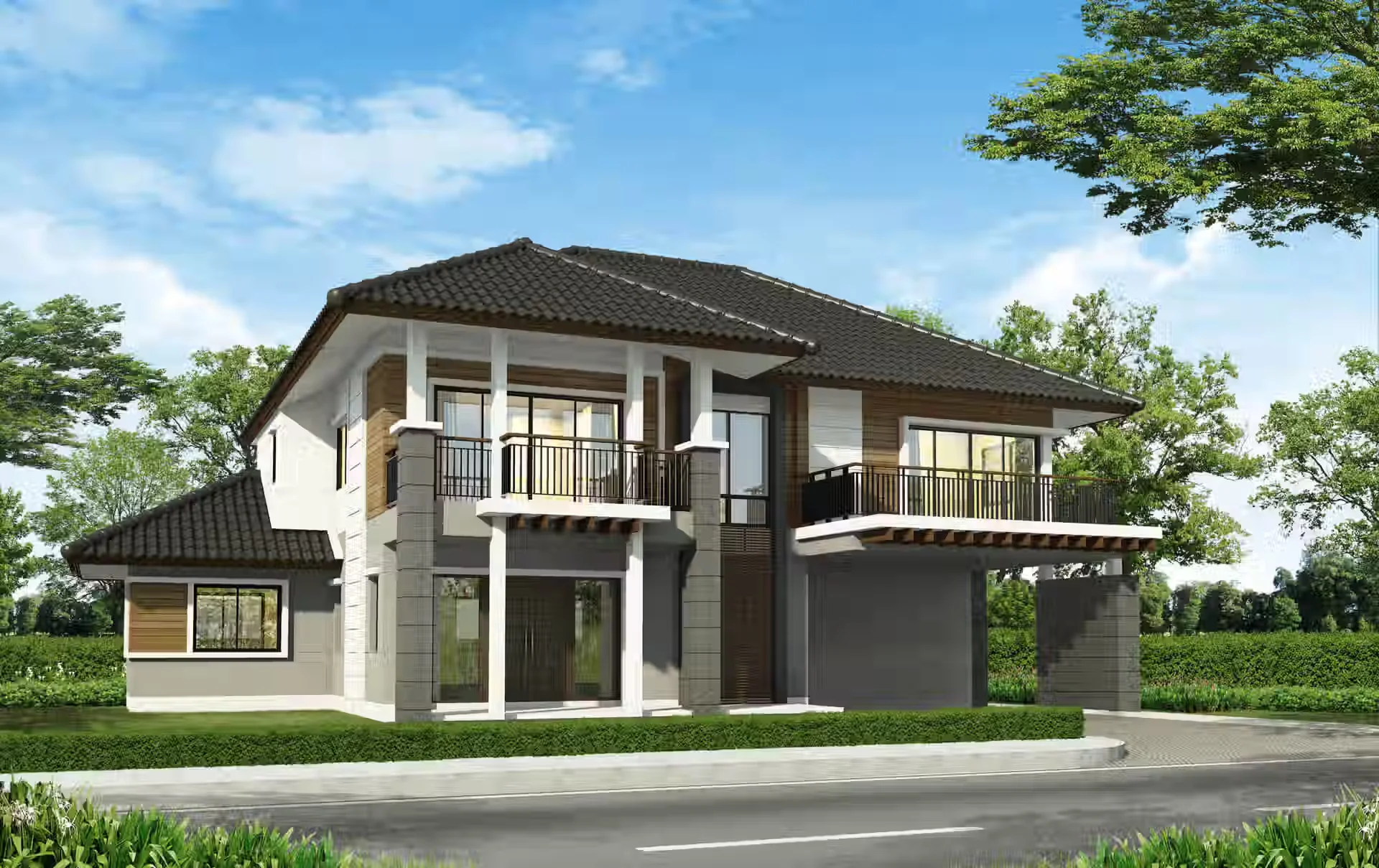 Two-story home representing residential foundation and waterproofing services