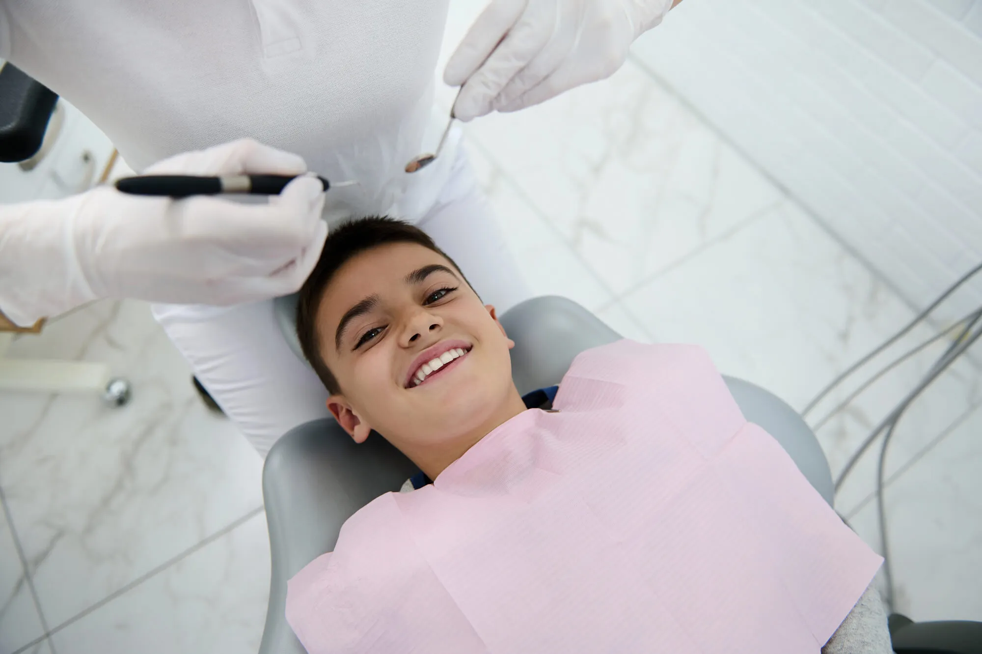 patient looking at his Pediatric dentist Marietta