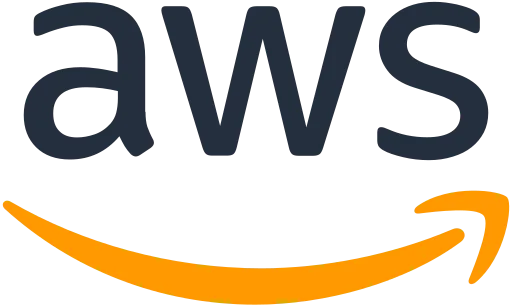 AWS logo with black lowercase letters and an orange curved arrow underneath.