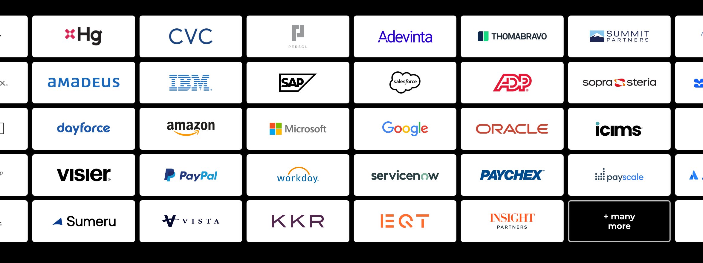 Logos of selected buyers and investors Venero has worked with