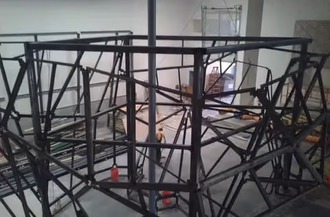 Steel frame of climbing wall