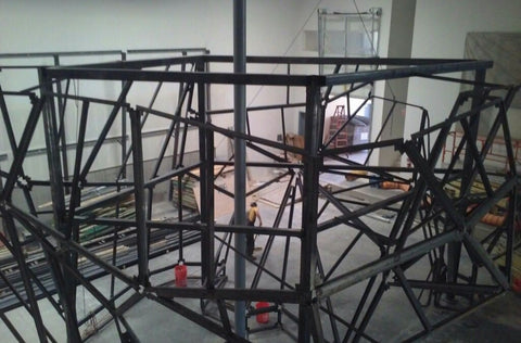 Steel frame of climbing wall