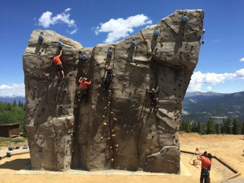 Rock climbing wall located in the Alpine Camp at Breckenridge Ski Resort.