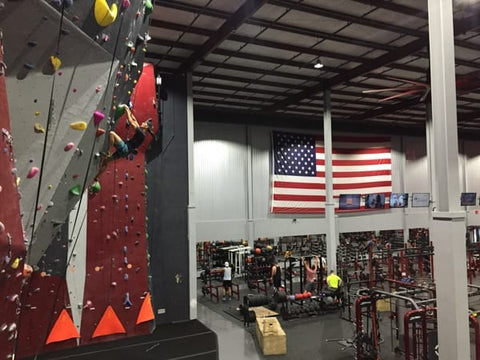 Rock climber climbs a wall