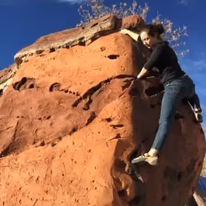 rock climbing boulder carved and painted to look like sandstone