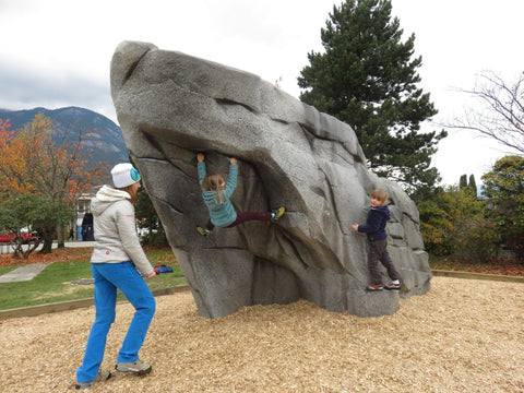 Rock climbing boulder in Squamish, BC