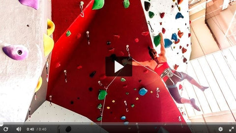Screen capture from the Cornell COE video of the new Lindseth Climbing Center climbing walls.