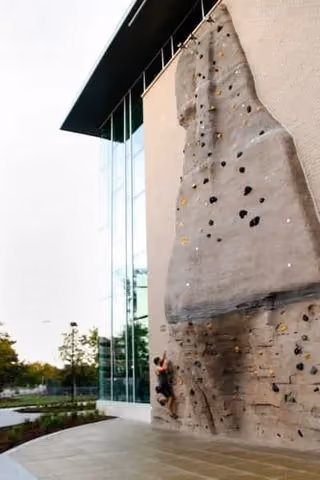 Outdoor Climbing Wall at University of Nebraska Lincoln Outdoor Adventures Center (OAC)