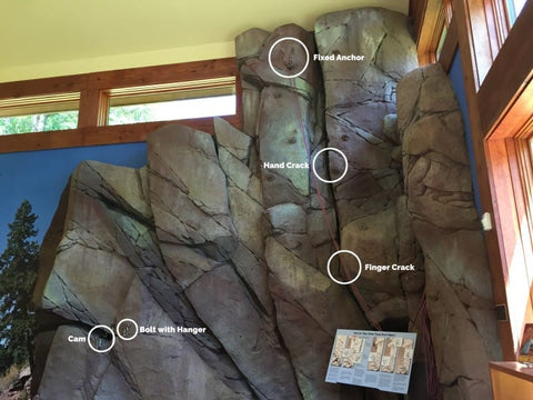 Eldorado Climbing Walls specifically designed and constructed a wall to help rangers teach visitors how people rock climb.