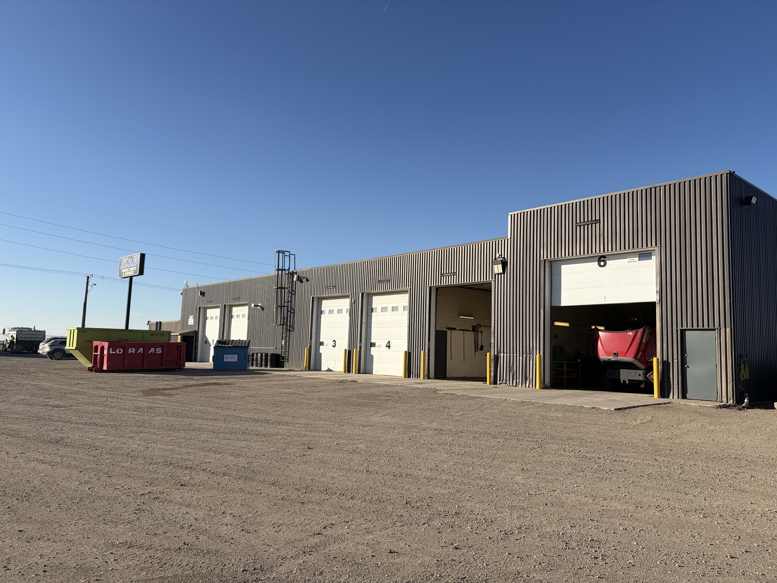 K&D service bays in Regina, with a truck in the shop