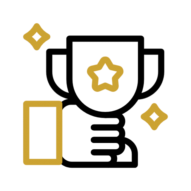 A gif of a hand holding a trophy.