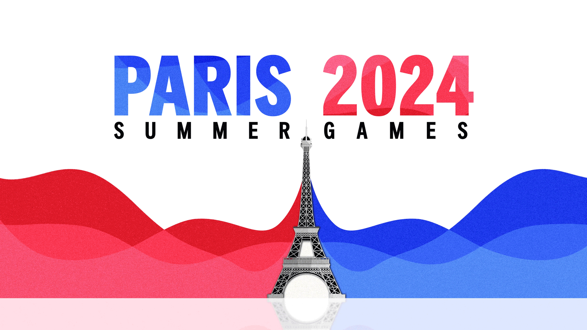 Eiffel tower in the middle with animated waves coming out from both sides