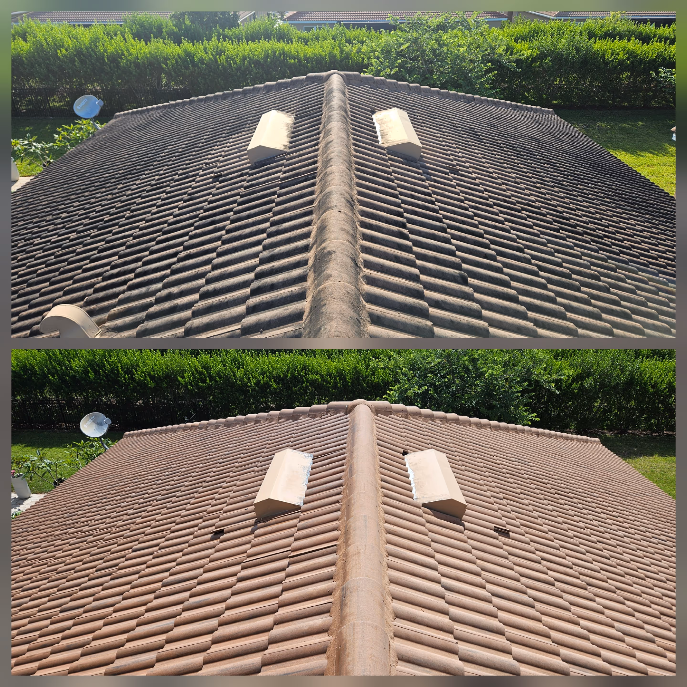 Roof cleaning before and after - Fort Myers FL