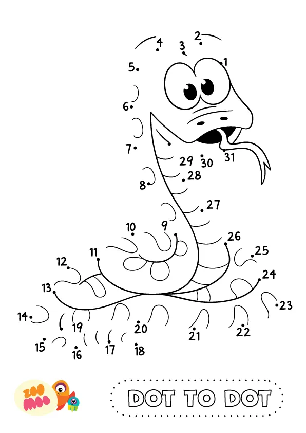 Lunar New Year snake colouring sheet dot to dot
