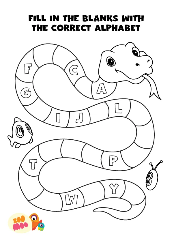 Lunar New Year snake colouring sheet and alphabet