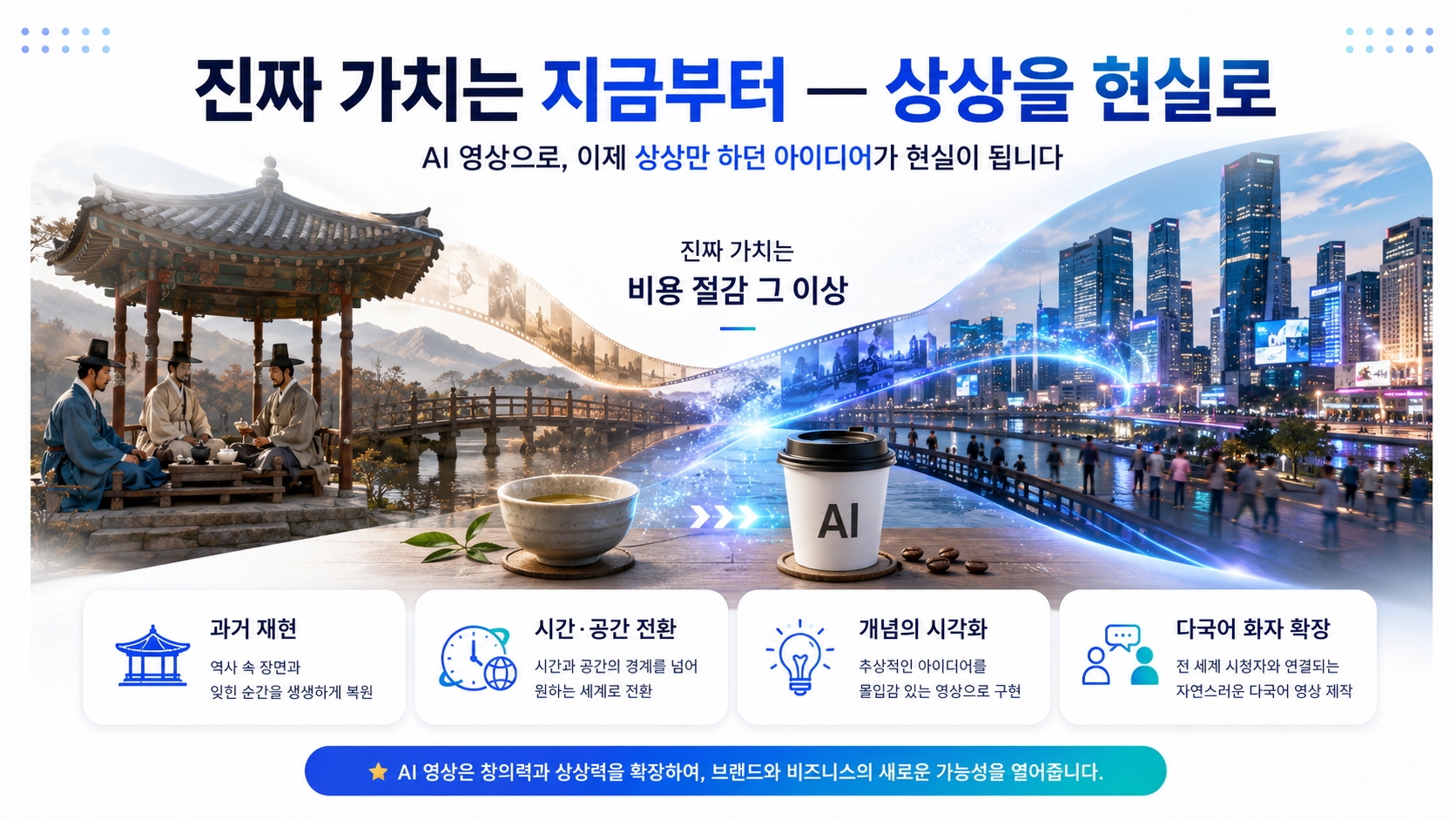 정자에서 마시던 차가 한 잔의 커피로 바뀌는 AI 연출