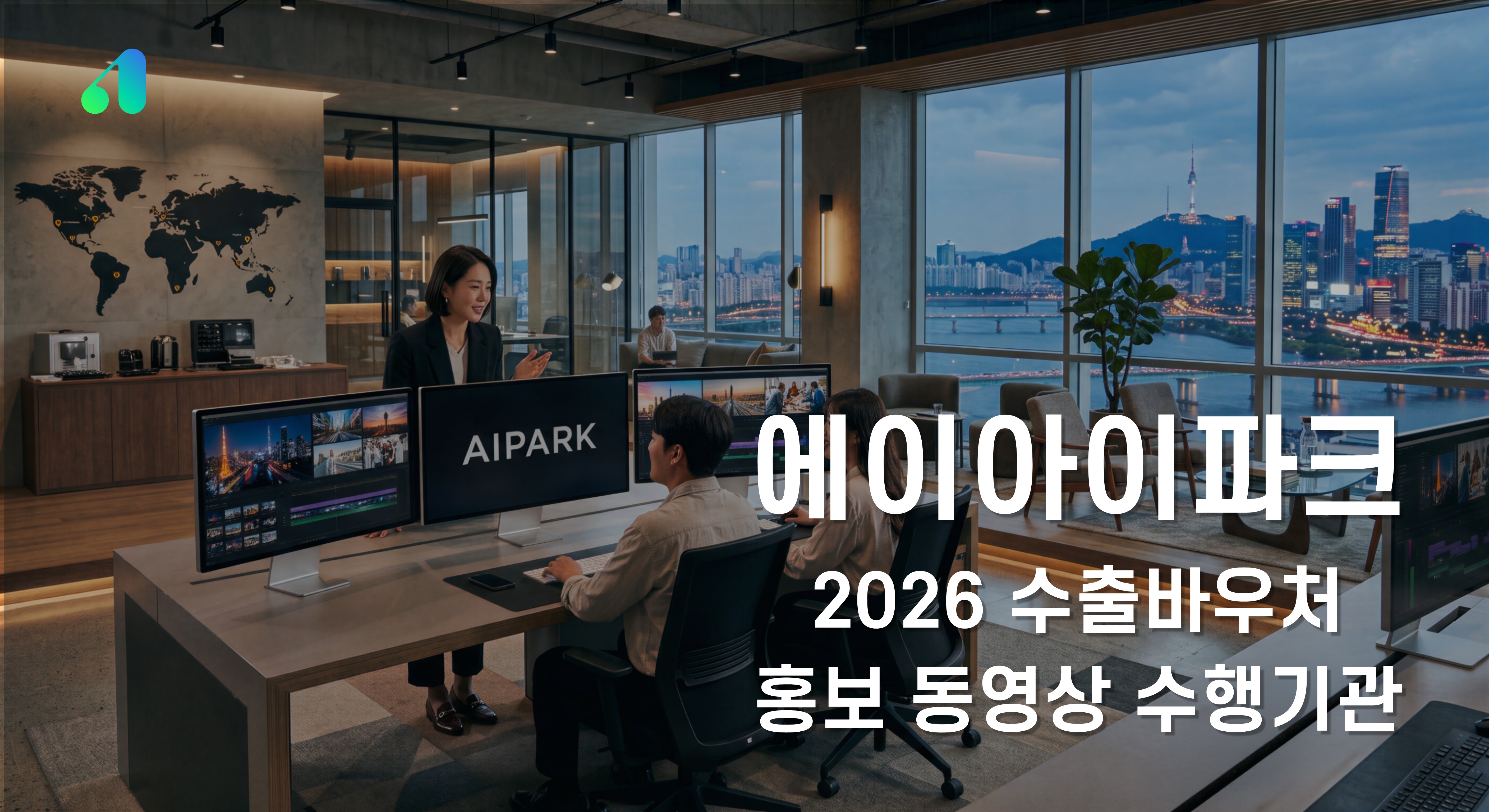 수출바우처 홍보동영상 제작을 위한 영상 편집 작업 현장