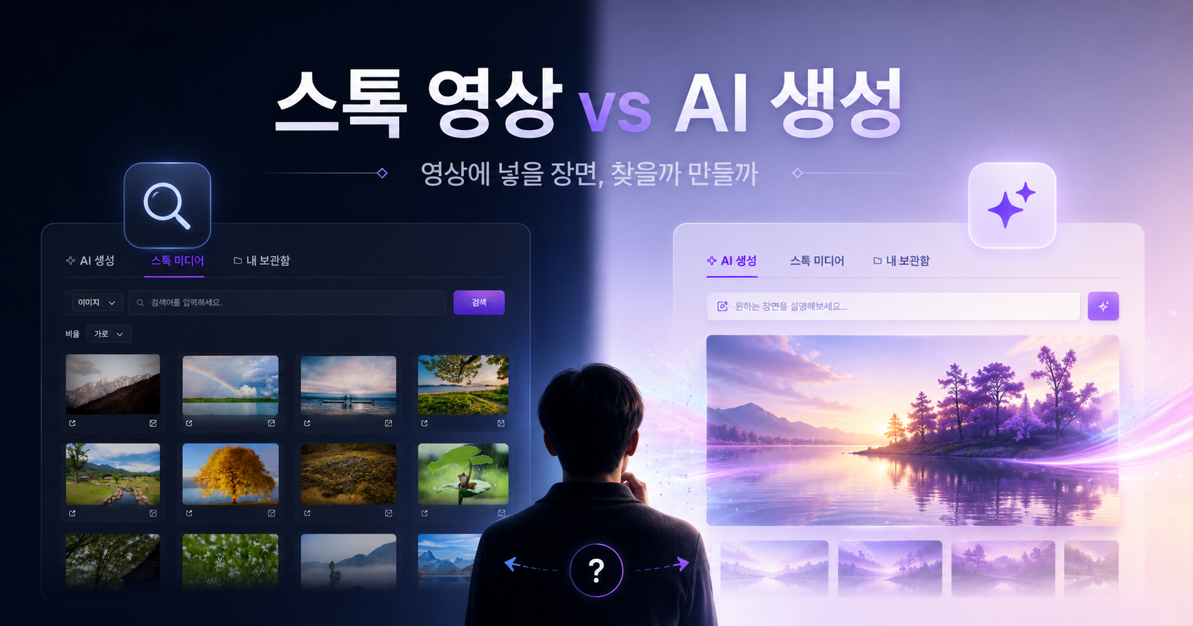 스톡 영상 vs AI 생성 — 영상에 넣을 장면, 찾을까 만들까