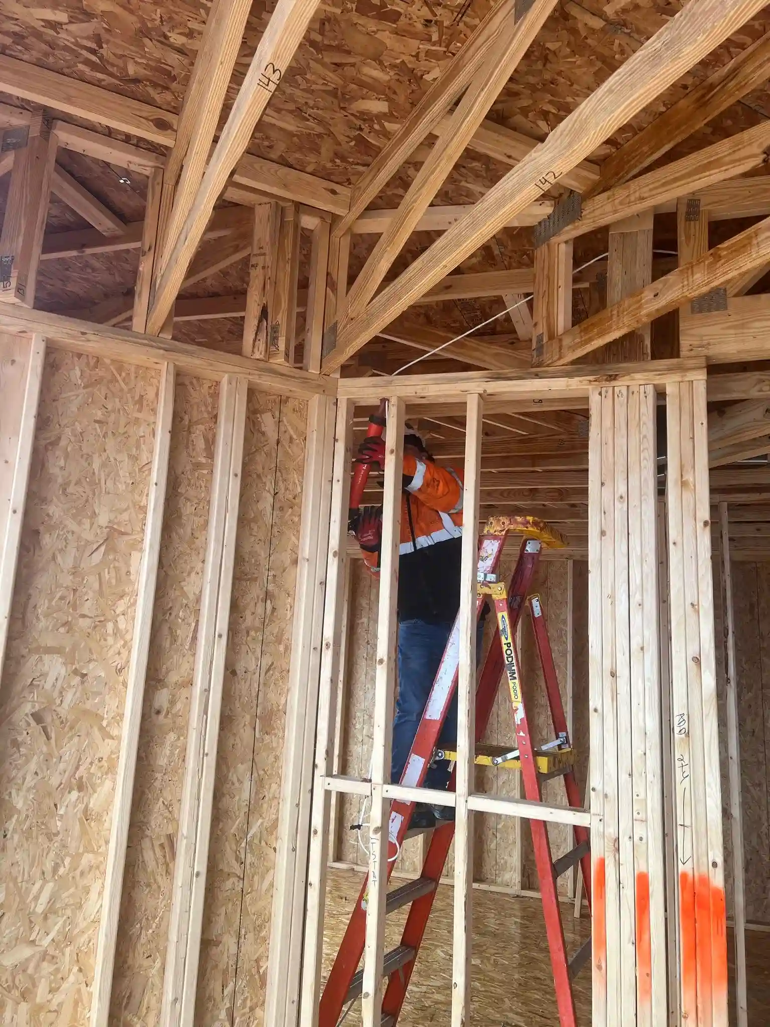 Man working on the site for installing ventillation