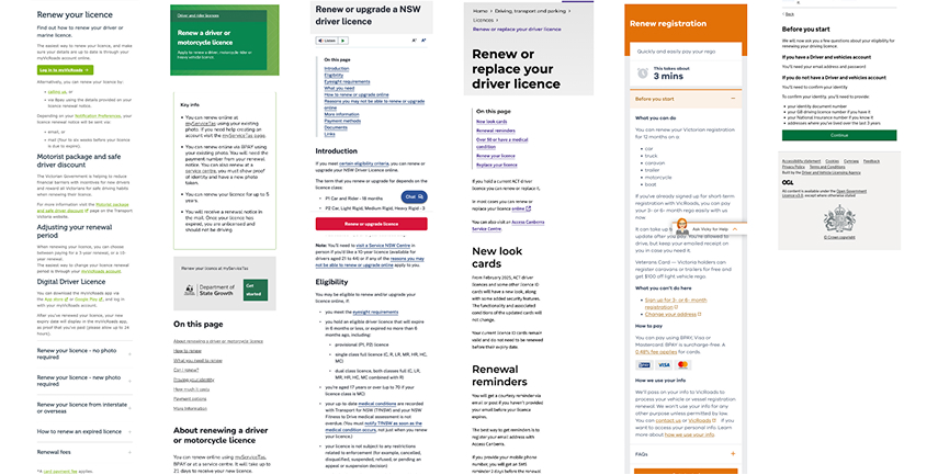 service website mobile screens