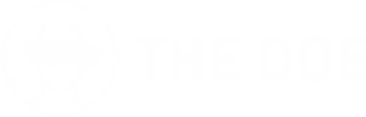 The Doe logo banner on green