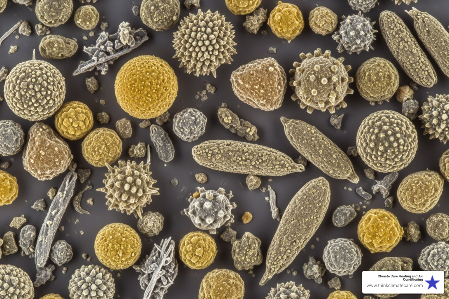 Microscopic view of pollen and dust particles - Sacramento duct cleaning