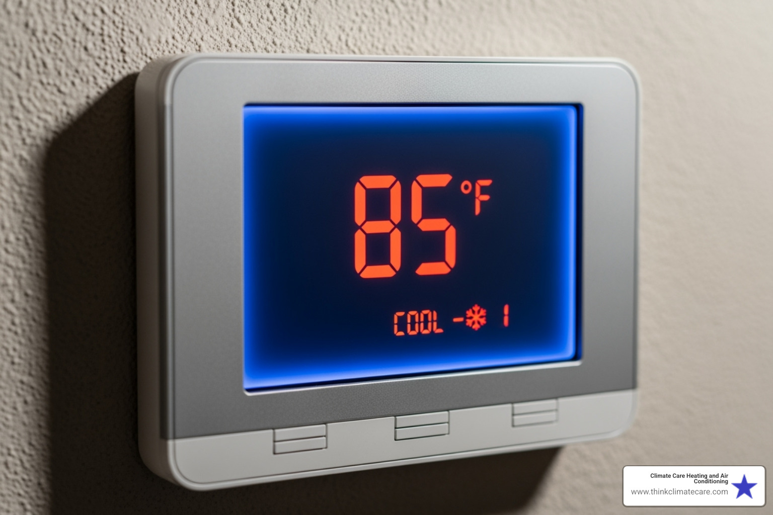 A thermostat displaying a high indoor temperature despite the air conditioner running, indicating a malfunction or inefficiency. - ac repair west sacramento